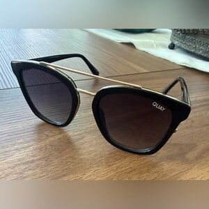 Quay Australia Black Sunglasses with Gold Double Bridge